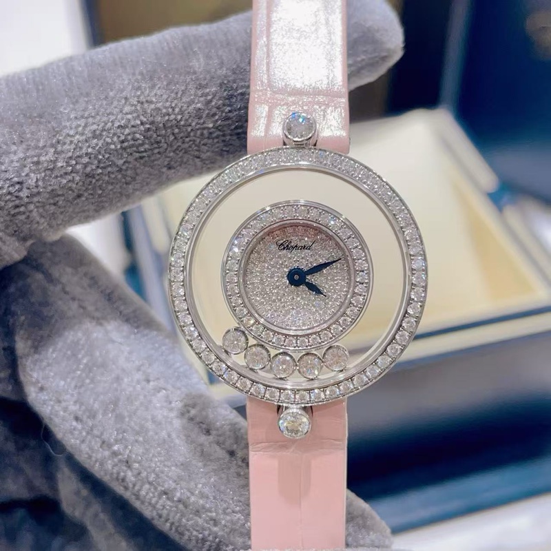 蕭邦快樂鑽石白金鑽石石英女表-0