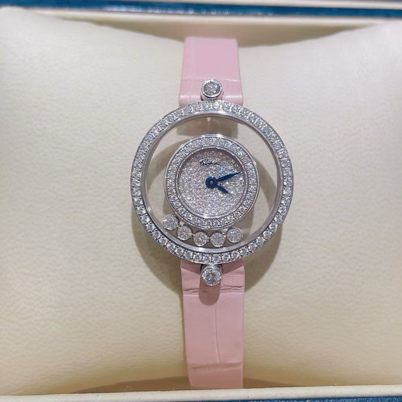 蕭邦快樂鑽石白金鑽石石英女表-3