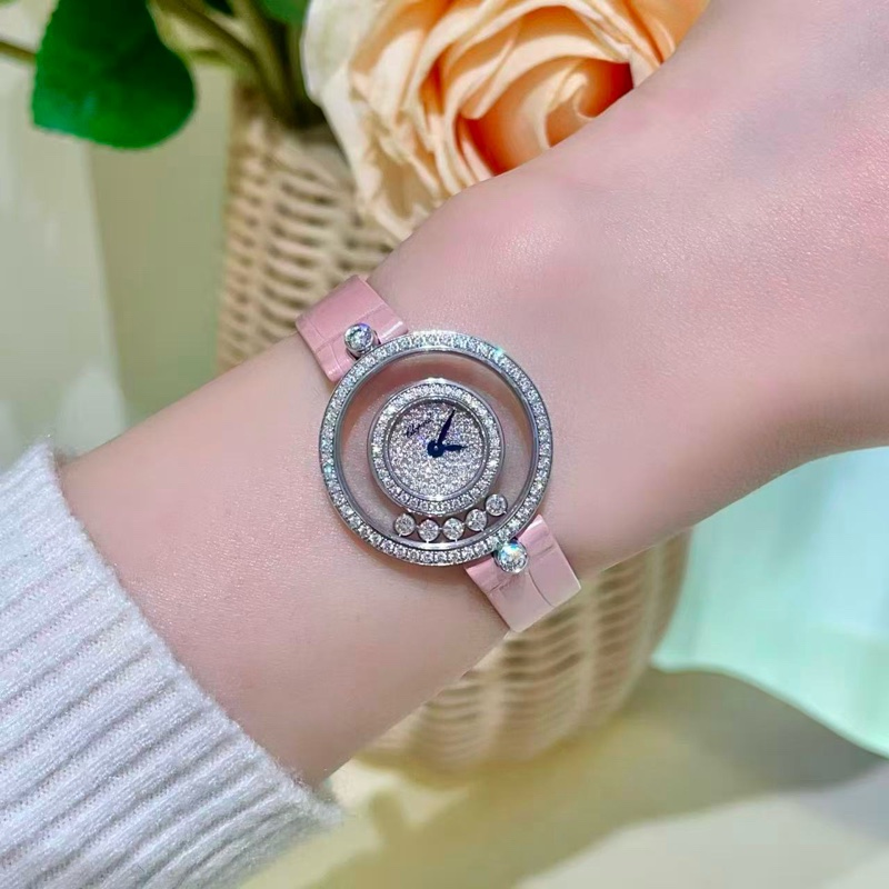 蕭邦快樂鑽石白金鑽石石英女表-4