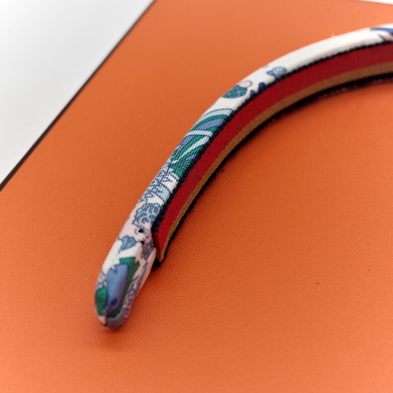 Hermès 愛馬仕 藍白 絲綢 髮箍-6