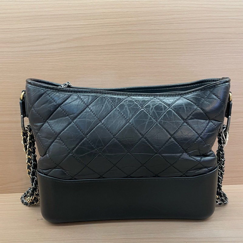 NO:D42 Chanel 香奈儿 中號 2018年 25開 黑色鸳鸯链条流浪包 有塵袋 有卡 無盒子 尺寸底長27*高22-1