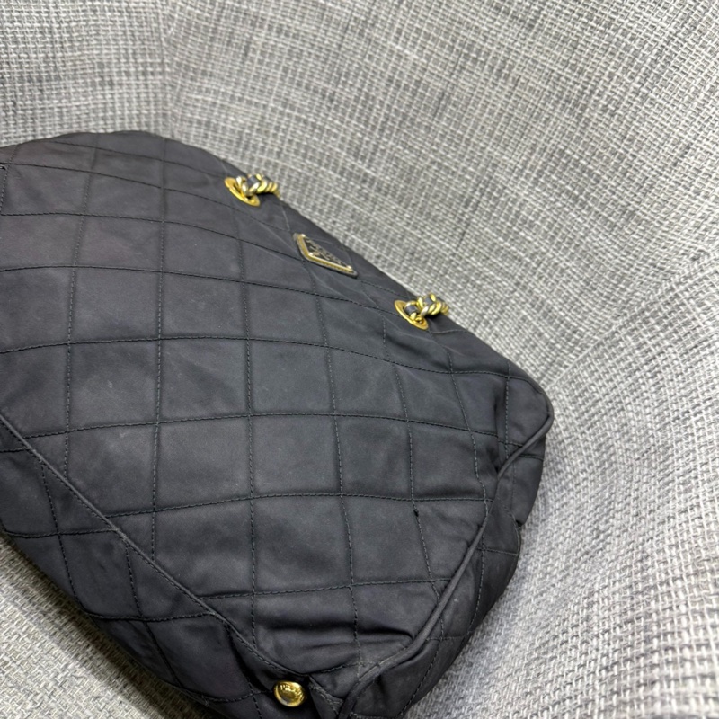 【人生第一個大牌包🤩全網最低價✨】Prada 普拉達 黑色尼龍菱格紋 單肩鏈條包-8