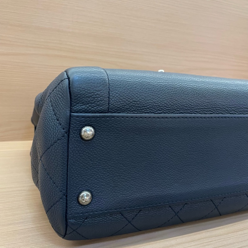 NO:C93 Chanel 郵差包 藍灰荔枝皮 中號 2015年 20開 手提單肩鏈條包 有塵袋 無卡無盒子 尺寸底長30*高25*寬14*-8