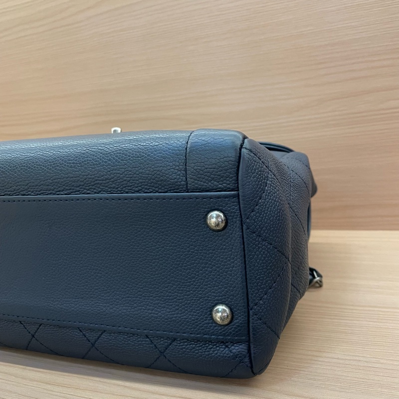 NO:C93 Chanel 郵差包 藍灰荔枝皮 中號 2015年 20開 手提單肩鏈條包 有塵袋 無卡無盒子 尺寸底長30*高25*寬14*-9