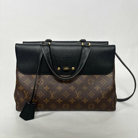 LV老花拼色手提斜背包