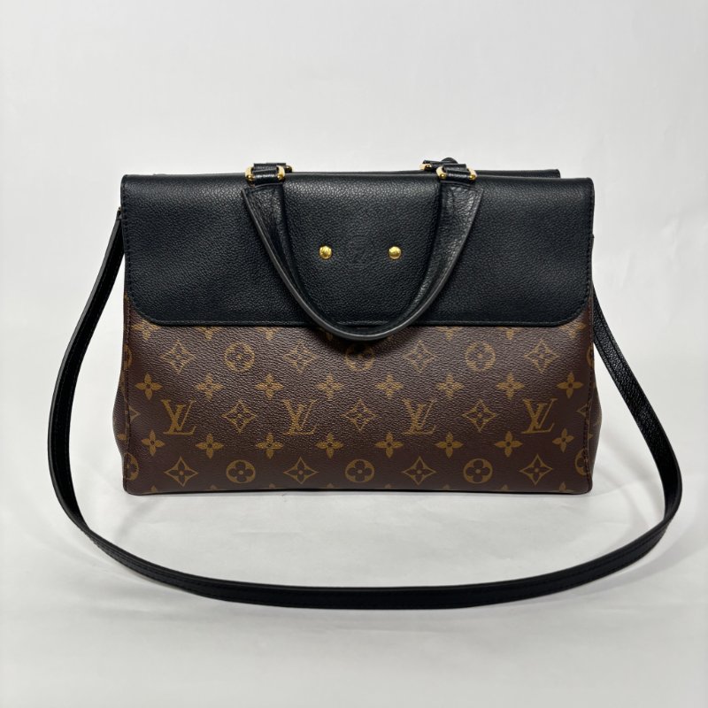 LV老花拼色手提斜背包-1