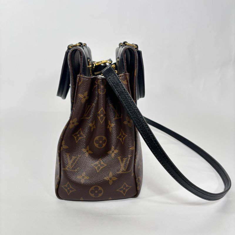 LV老花拼色手提斜背包-2