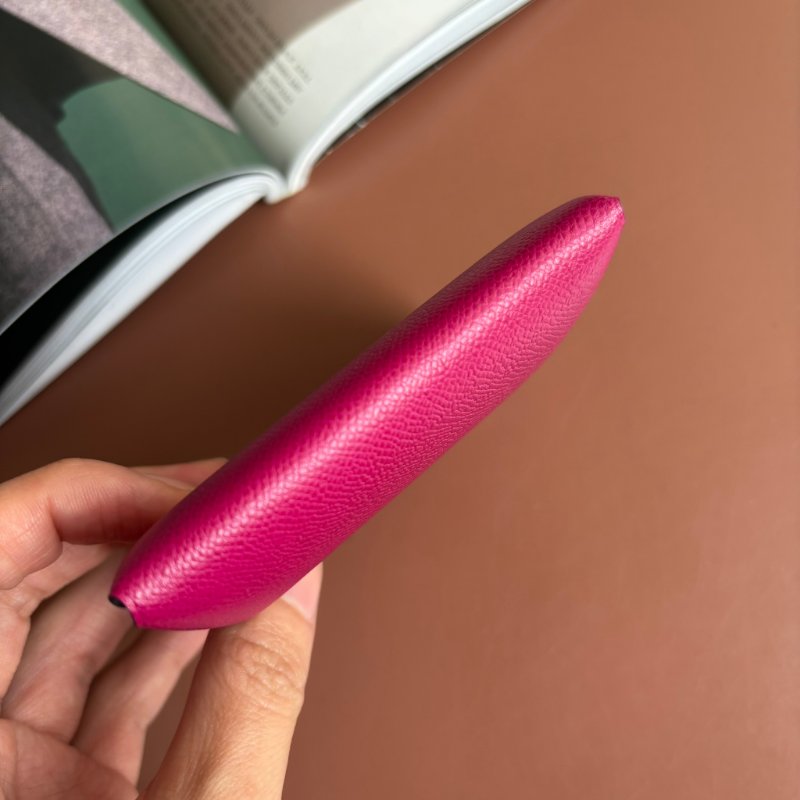 ::HERMES:: D刻桃紅色牛皮 BASTIA釦式零錢包-4