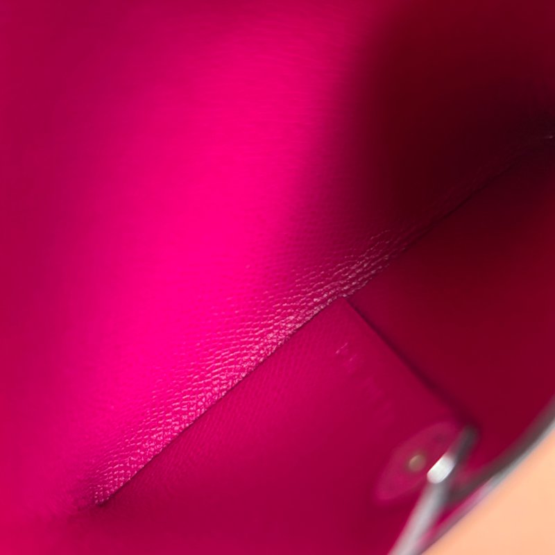 ::HERMES:: D刻桃紅色牛皮 BASTIA釦式零錢包-10