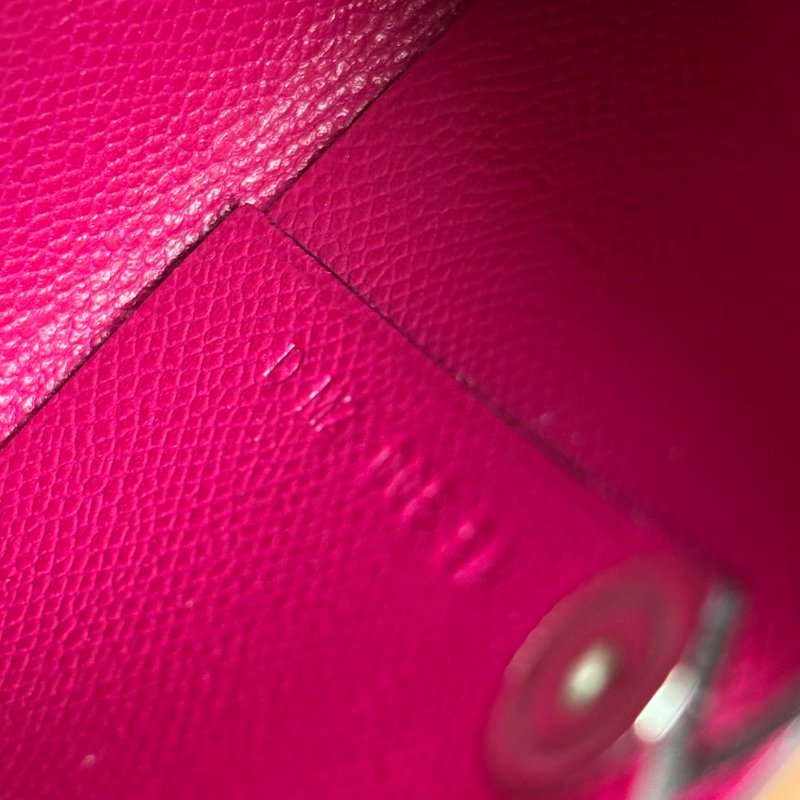 ::HERMES:: D刻桃紅色牛皮 BASTIA釦式零錢包-11