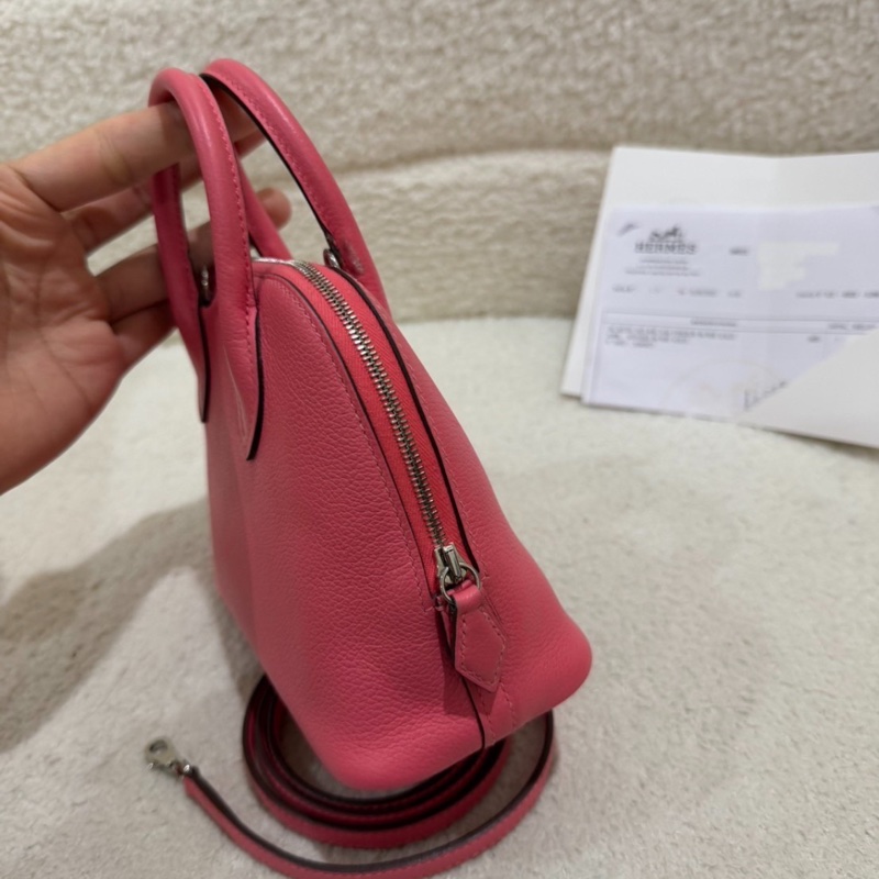 【閑置全新✨全網最低價💗適合夏天🍹】愛馬仕/Hermes 保齡球 Mini Bolide 夏日粉 銀扣 K刻 全套B刻-5