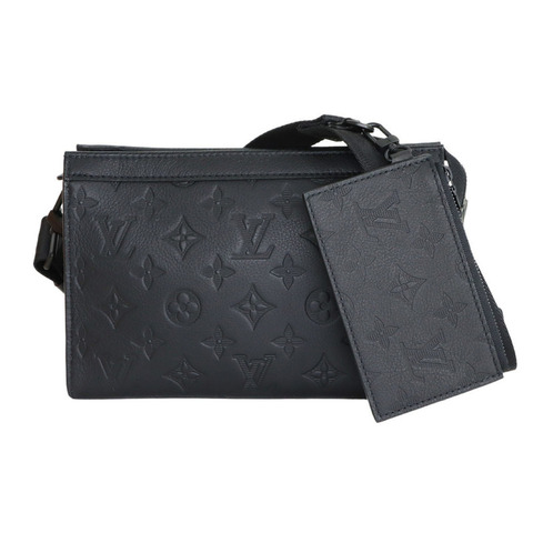 路易威登 Monogram Shadow Gaston 穿戴式皮夾單肩手提包黑色皮革 M81115 RFID