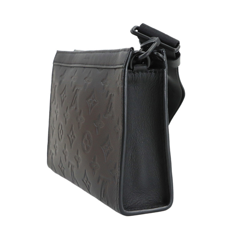 路易威登 Monogram Shadow Gaston 穿戴式皮夾單肩手提包黑色皮革 M81115 RFID-3