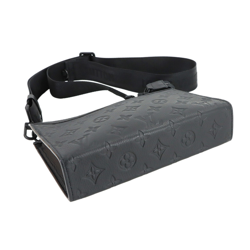 路易威登 Monogram Shadow Gaston 穿戴式皮夾單肩手提包黑色皮革 M81115 RFID-4