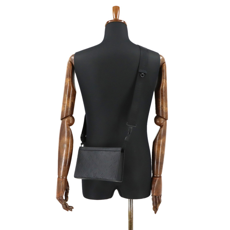 路易威登 Monogram Shadow Gaston 穿戴式皮夾單肩手提包黑色皮革 M81115 RFID-8