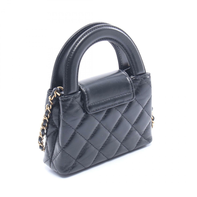 香奈兒 (CHANEL) 絎縫鏈條斜挎單肩包，羊皮材質，黑色，二手，女士款，金色五金-1
