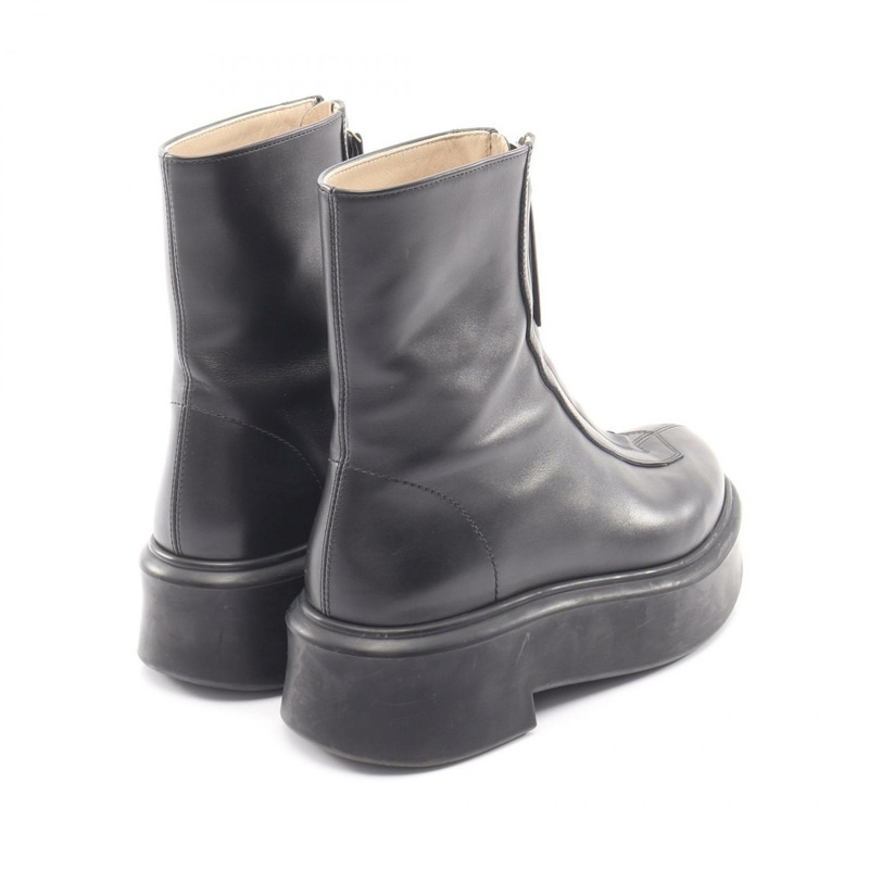 THE ROW 拉鍊短靴鞋 #37 黑色真皮二手女鞋-1