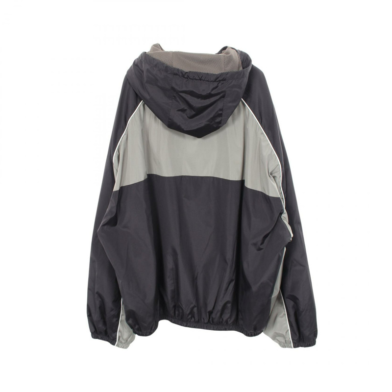 Miu Miu 技術絲綢拉鍊短款連帽衫 #42 聚酯纖維 海軍藍 灰色 二手 女款-1