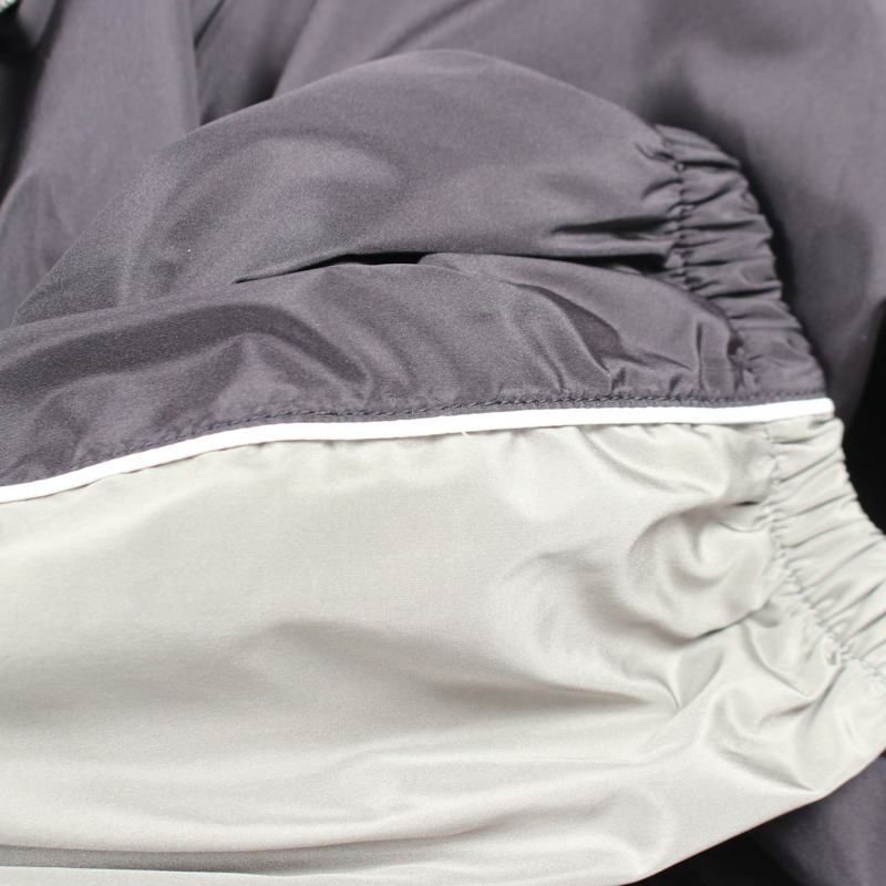 Miu Miu 技術絲綢拉鍊短款連帽衫 #42 聚酯纖維 海軍藍 灰色 二手 女款-7