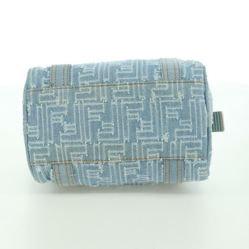 【日本直送】FENDI Zucca帆布迷你波士頓包,淺藍色,金色,正品 INZ017SAV-4