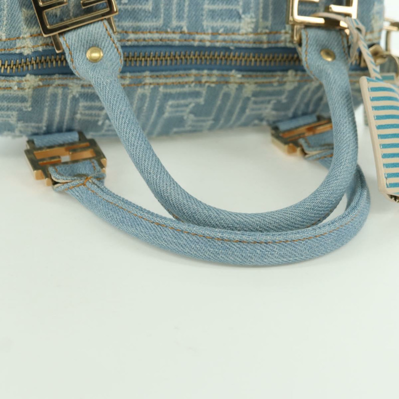 【日本直送】FENDI Zucca帆布迷你波士頓包,淺藍色,金色,正品 INZ017SAV-6