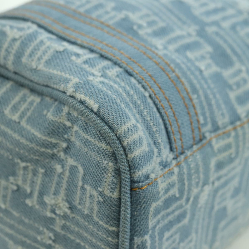 【日本直送】FENDI Zucca帆布迷你波士頓包,淺藍色,金色,正品 INZ017SAV-15