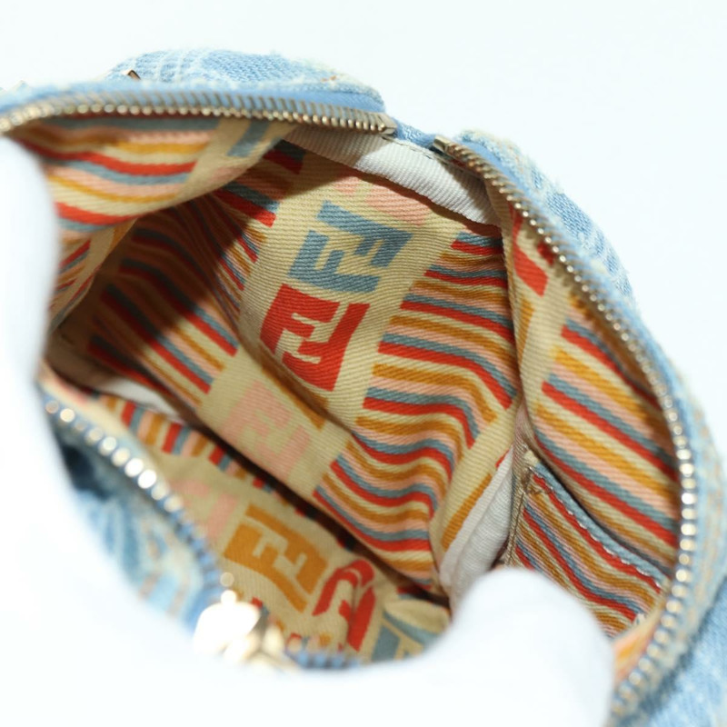 【日本直送】FENDI Zucca帆布迷你波士頓包,淺藍色,金色,正品 INZ017SAV-19