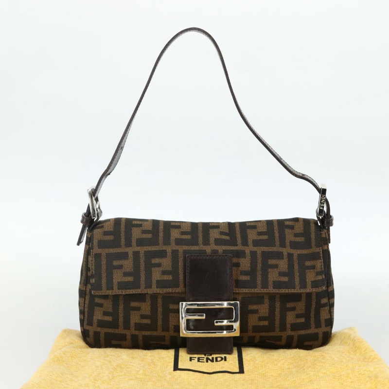 【日本直送】FENDI Zucca帆布Mamma Baguette單肩包 棕色/黑色 正品 YKZ1097SAV-11