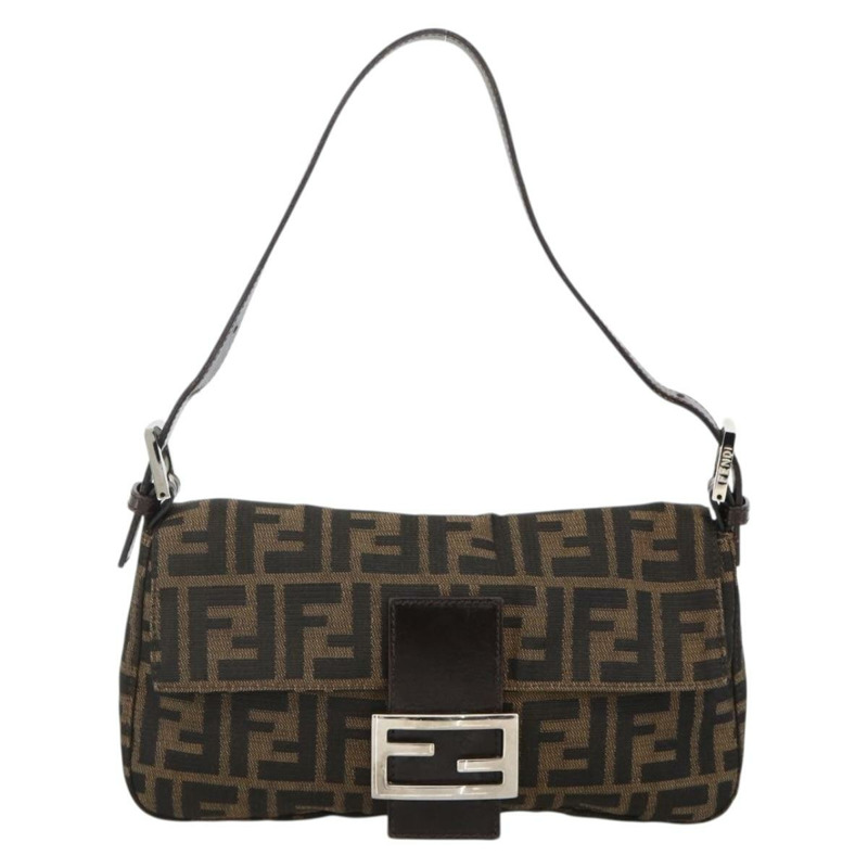 【日本直送】FENDI Zucca帆布Mamma Baguette單肩包 棕色/黑色 正品 YKZ1097SAV-12