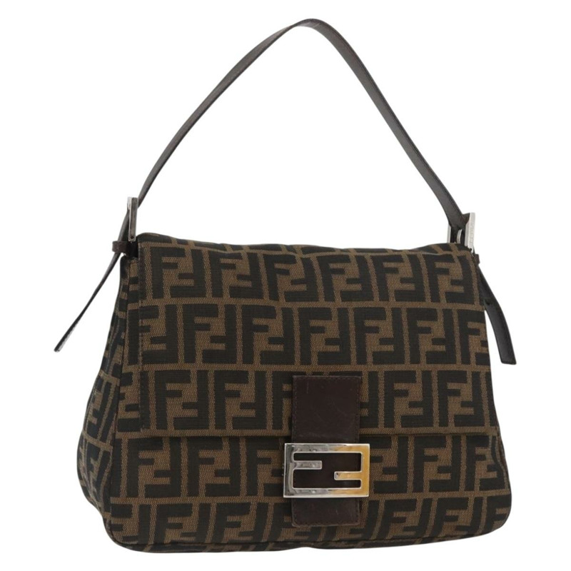 【日本直送】FENDI Zucca帆布Mamma Baguette單肩包 棕色/黑色 正品 am11279V-0