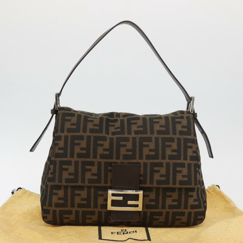 【日本直送】FENDI Zucca帆布Mamma Baguette單肩包 棕色/黑色 正品 am11279V-11