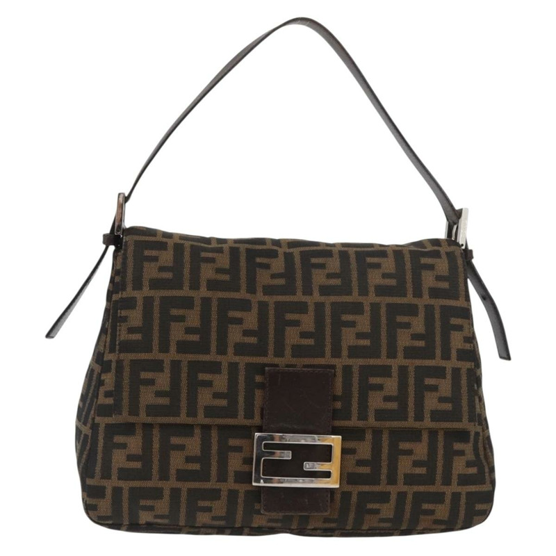 【日本直送】FENDI Zucca帆布Mamma Baguette單肩包 棕色/黑色 正品 am11279V-12