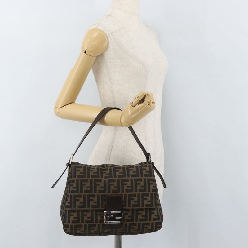 【日本直送】FENDI Zucca帆布Mamma Baguette單肩包 棕色/黑色 正品 am11279V-24