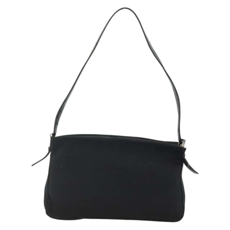 【日本直送】FENDI Mamma Baguette 單肩包，黑色銀色針織布料，正品 am11275A-1