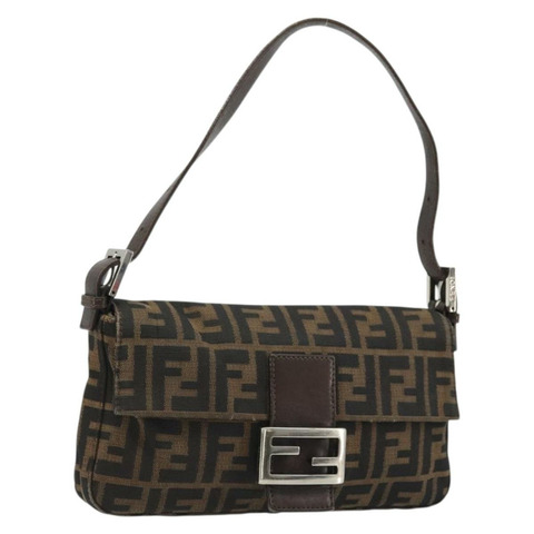 FENDI Zucca帆布Mamma Baguette手袋 棕色 黑色 銀色 正品 YKZ861SAM