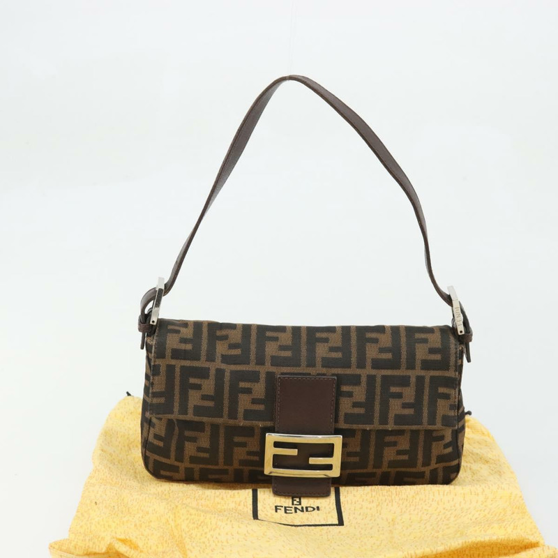 【日本直送】FENDI Zucca帆布Mamma Baguette手袋 棕色 黑色 銀色 正品 YKZ861SAM-11