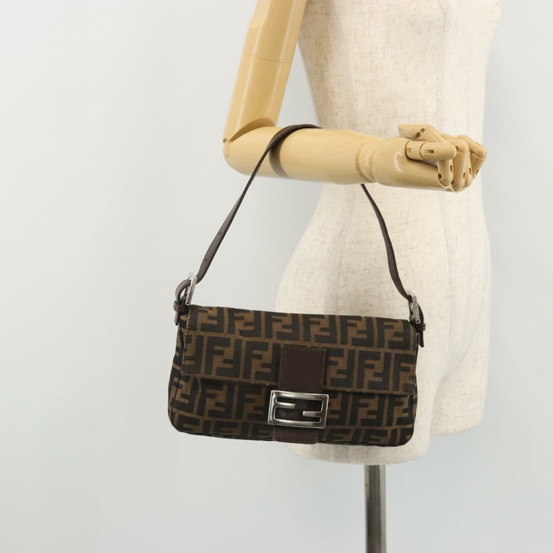 【日本直送】FENDI Zucca帆布Mamma Baguette手袋 棕色 黑色 銀色 正品 YKZ861SAM-25