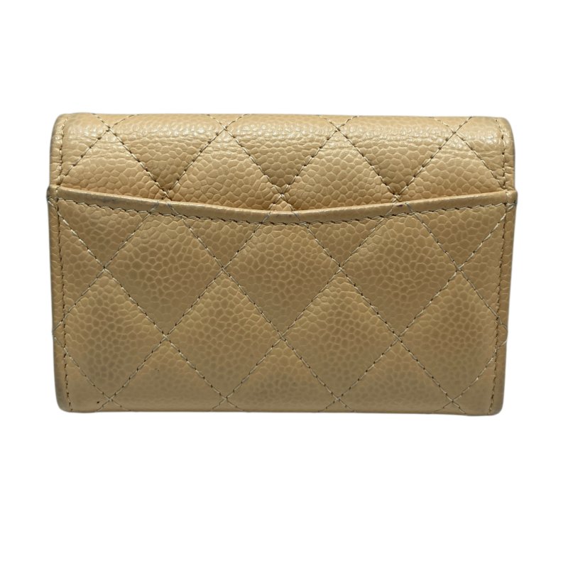 CHENAL 香奈兒 卡包 零錢包 荔枝皮 奶茶色 金釦-1