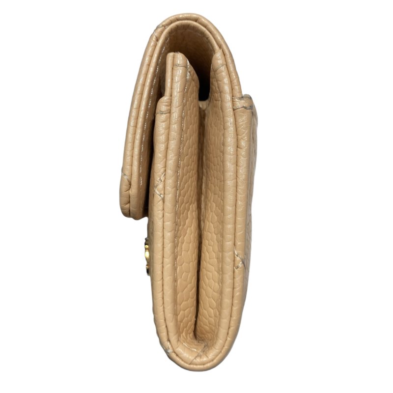 CHENAL 香奈兒 卡包 零錢包 荔枝皮 奶茶色 金釦-5