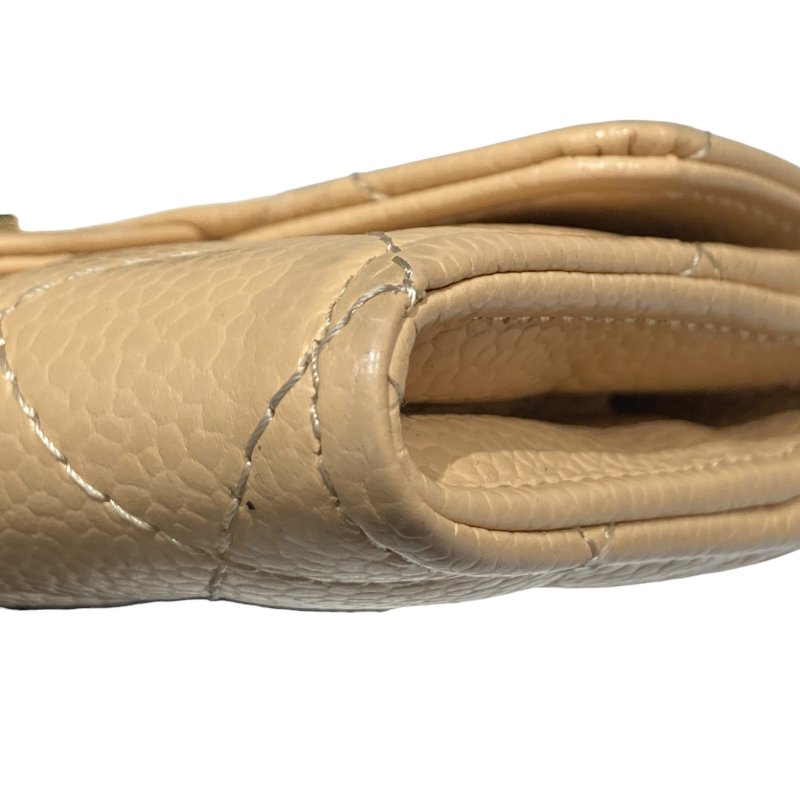 CHENAL 香奈兒 卡包 零錢包 荔枝皮 奶茶色 金釦-6