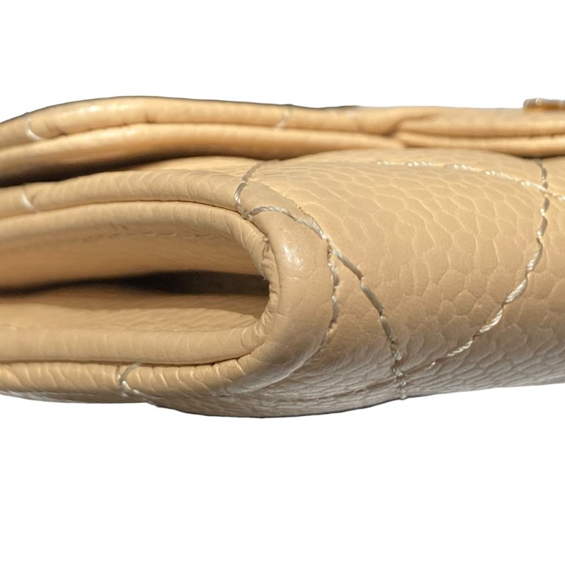 CHENAL 香奈兒 卡包 零錢包 荔枝皮 奶茶色 金釦-7
