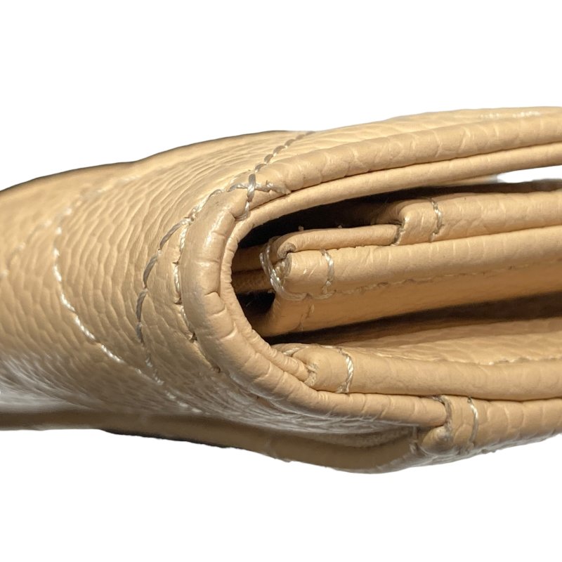 CHENAL 香奈兒 卡包 零錢包 荔枝皮 奶茶色 金釦-8