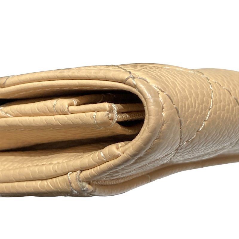 CHENAL 香奈兒 卡包 零錢包 荔枝皮 奶茶色 金釦-9