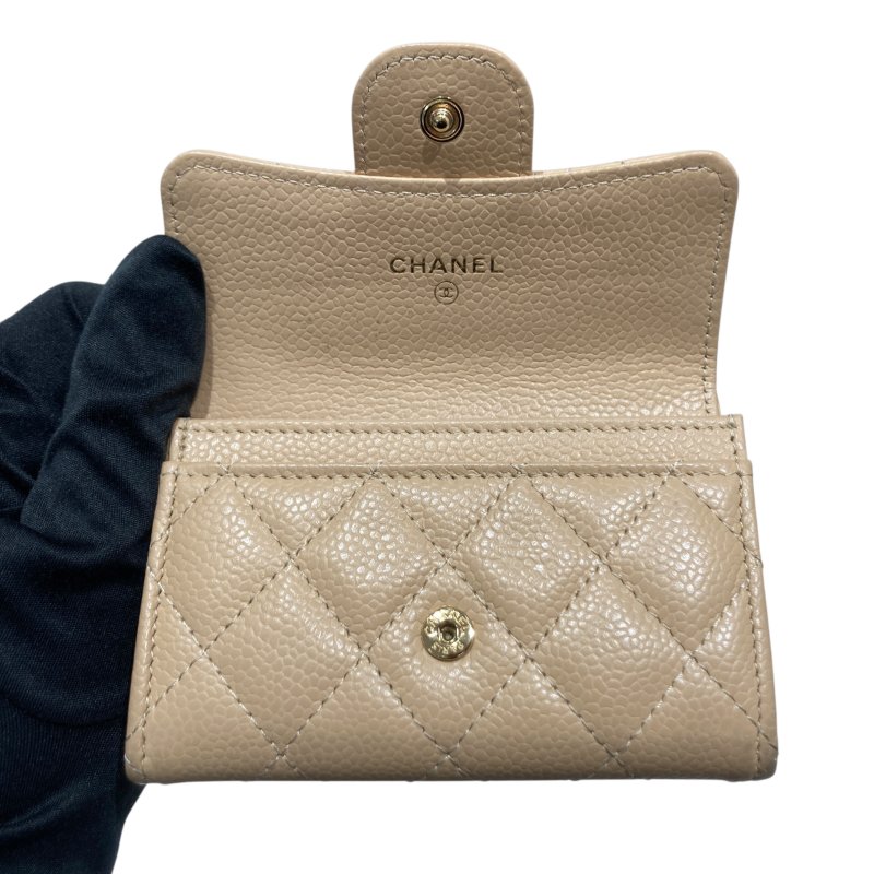 CHENAL 香奈兒 卡包 零錢包 荔枝皮 奶茶色 金釦-10