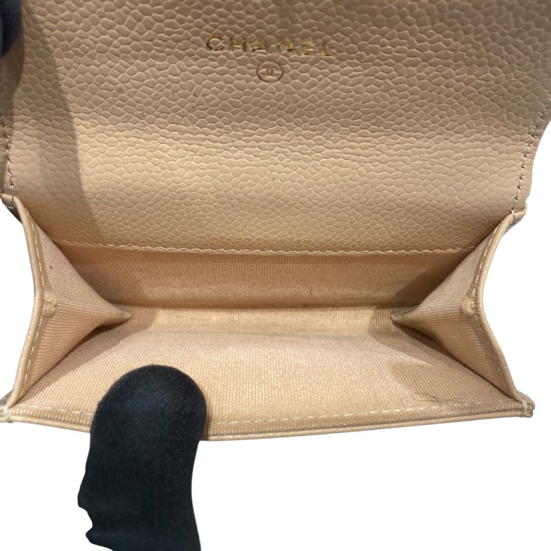 CHENAL 香奈兒 卡包 零錢包 荔枝皮 奶茶色 金釦-11