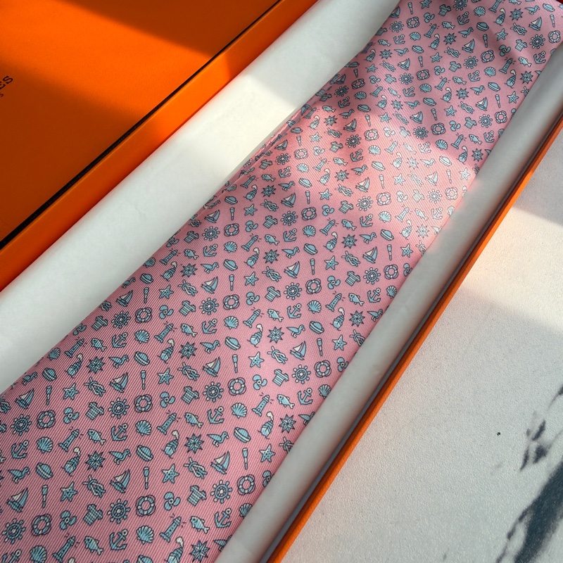 Hermes 粉色海洋領帶😍-5