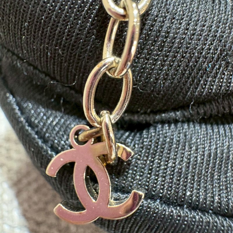 Chanel 24P雙層鏈條拼接水鑽菱格紋雙C金色鏈條-1