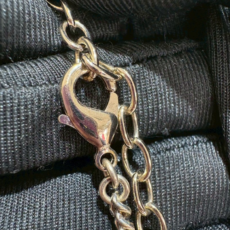 Chanel 24P雙層鏈條拼接水鑽菱格紋雙C金色鏈條-10