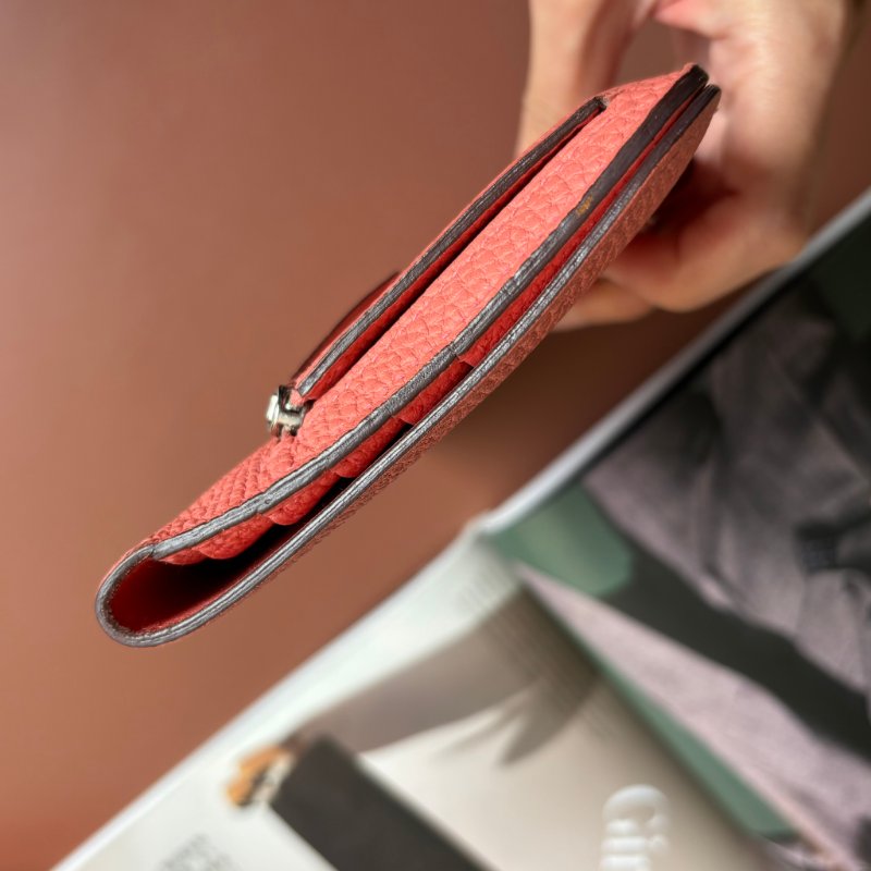 X刻 ::HERMES:: Dogon Long Recto Verso 銀色圓釦唇膏粉長夾-5