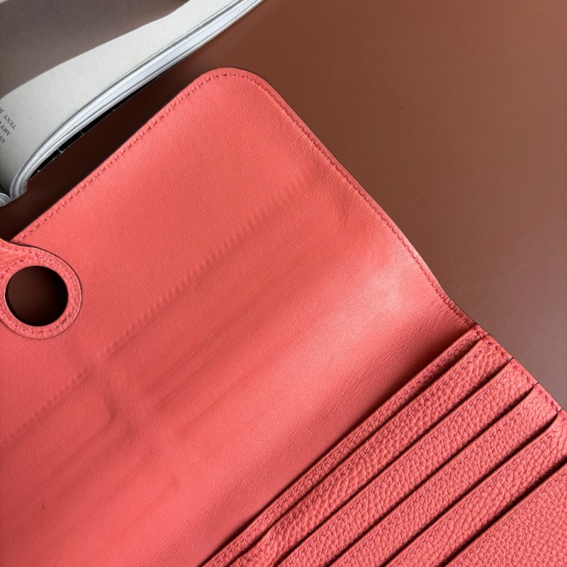 X刻 ::HERMES:: Dogon Long Recto Verso 銀色圓釦唇膏粉長夾-12